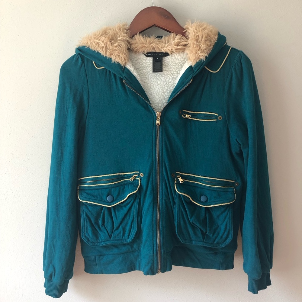 Marc by Marc Jacobs Turquoise and Gold Fall/Winter Jacket, Size Medium